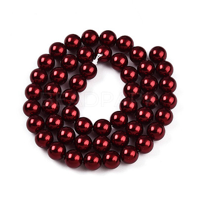 Baking Paint Pearlized Glass Pearl Bead Strands HY-N002-8mm-A13-1
