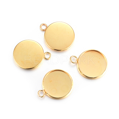 Rack Plating 304 Stainless Steel Pendant Cabochon Settings LS-X-STAS-F191-14G-D-1