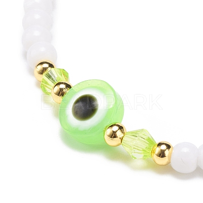 Resin Evil Eye & Acrylic Beaded Stretch Bracelet for Women BJEW-JB08609-03-1