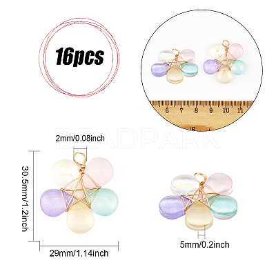 4 Sets Wire Wrapped Glass Pendants FIND-CA0006-87-1