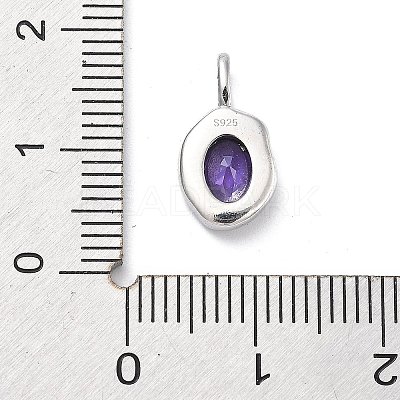 925 Sterling Silver Cubic Zirconia Oval Charms STER-S006-01S-B-1