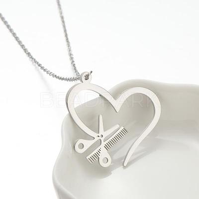 304 Stainless Steel Hollow Pendant Necklaces FS-WGE7531-06-1