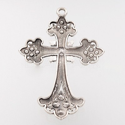 Alloy Rhinestone Cross Big Gothic Pendants X-ALRI-1475-RS-1