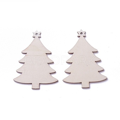 Undyed Wood Pendants WOOD-I004-03-1