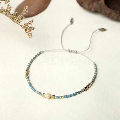 Adjustable Glass Seed Bead Braided Bead Bracelets for Women VT9382-43-1