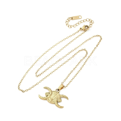Crescent Moon Cross 304 Stainless Steel Pendant Necklaces NJEW-M096-30G-1