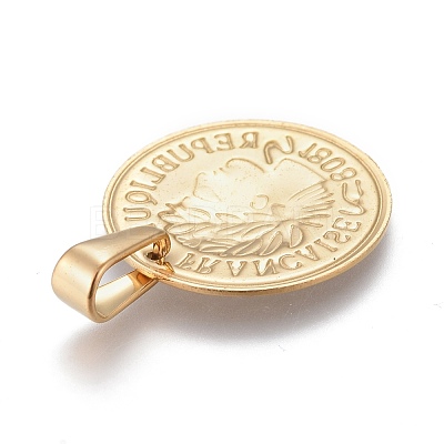 304 Stainless Steel Coin Pendants STAS-F252-25G-1