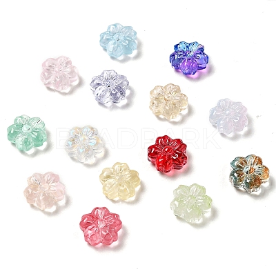 Spray Painted Transparent Glass Beads X-GLAA-F119-01-1