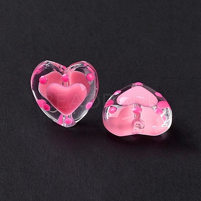 Glass Heart Beads GLAA-D005-01-1