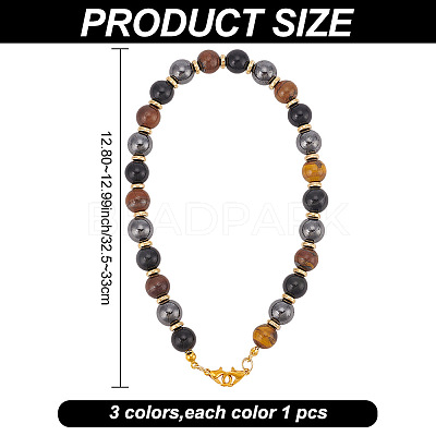Round Gemstone & Evil Eye Lampwork Beaded Chain Mobile Straps HJEW-AB00365-1