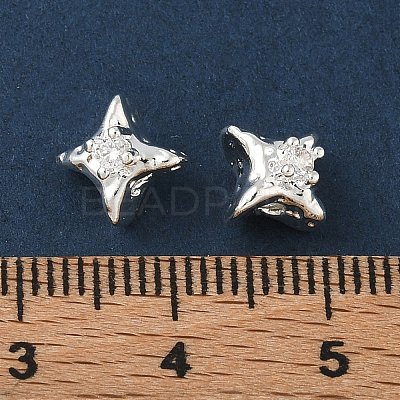 Brass Micro Pave Clear Cubic Zirconia Beads CU-CBAC675-01S-1