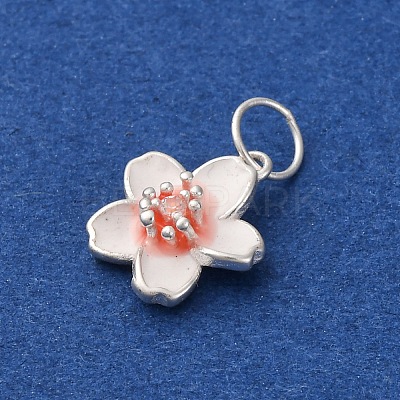 925 Sterling Silver White Enamel Flower Charms STER-D304-03S-1
