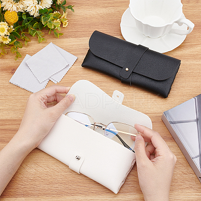 AHADEMAKER 2Pcs 2 Colors PU Imitation Leather Glasses Case AJEW-GA0005-20-1