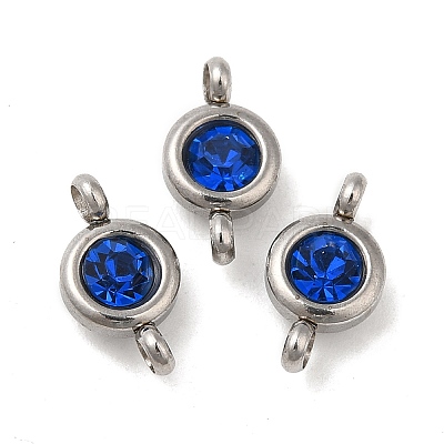 304 Stainless Steel Single Rhinestone Connector Charms STAS-E194-13P-06-1