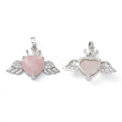 Natural Rose Quartz Pendants G-P492-02P-21-1