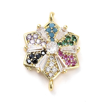Brass Colorful Cubic Zirconia Connector Snowflake Connector Charms KK-L229-079G-01-1
