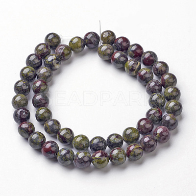 Natural Dragon Blood Jasper Bead Strands X-G-G957-24-8mm-1