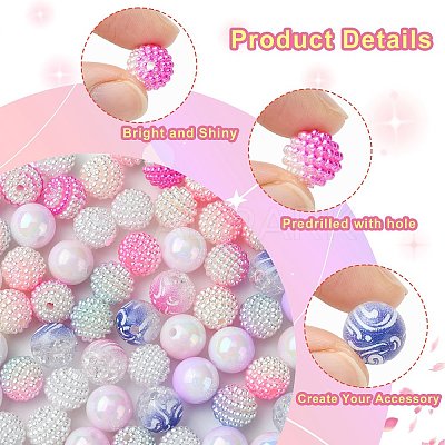 200Pcs 10 Styles Imitation Pearl & Opaque Acrylic Berry Beads OACR-FS0001-96B-1