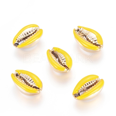 Electroplated Cowrie Shell Beads X-BSHE-G019-01G-I-1