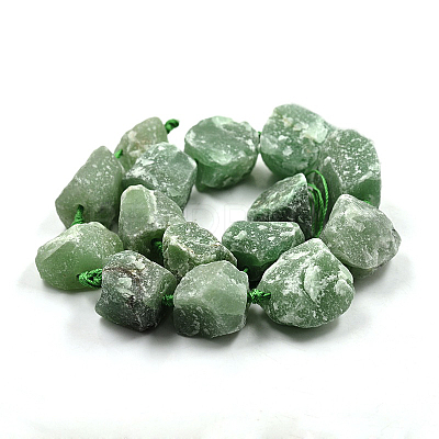 Nuggets Natural Green Aventurine Beads Strands G-N0135-14-1