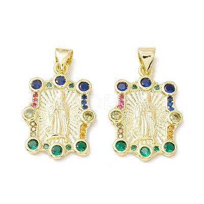 Rack Plating Brass Micro Pave Cubic Zirconia Pendants KK-E278-07G-1