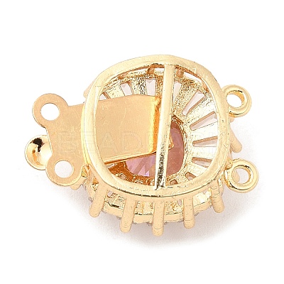 Brass Micro Pave Clear Cubic Zirconia Box Clasps KK-E052-01A-G02-1