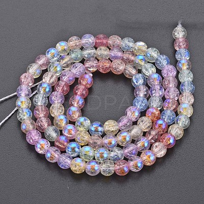 Electroplate Crackle Glass Bead Strands GLAA-S192-C-006B-1