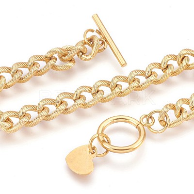 Ion Plating(IP) 304 Stainless Steel Curb Chain Bracelets BJEW-P237-06G-1