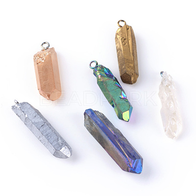 Electroplate Natural Quartz Pendants G-Q458-22-1