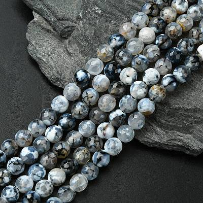 Colored Natural Fire Crackle Agate Beads Strings G-R176-8mm-03-1