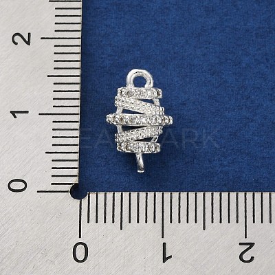 Brass Micro Pave Clear Cubic Zirconia Hollow Oval Connector Charms KK-A230-05C-S-1