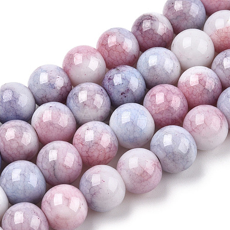 Opaque Crackle Glass Round Beads Strands GLAA-T031-10mm-01M-1