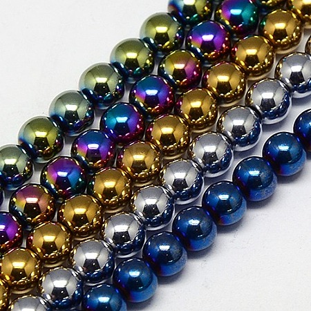 Electroplate Non-magnetic Synthetic Hematite Beads Strands G-J169A-8mm-M-1