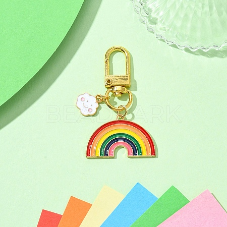 Rainbow Color Alloy Enamel Pendant Decorations HJEW-YW00001-05-1