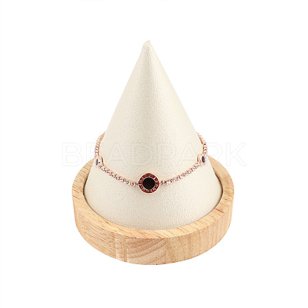 Cone Wooden Single Bracelets Display Holder with Base WOCR-PW0003-57A-1