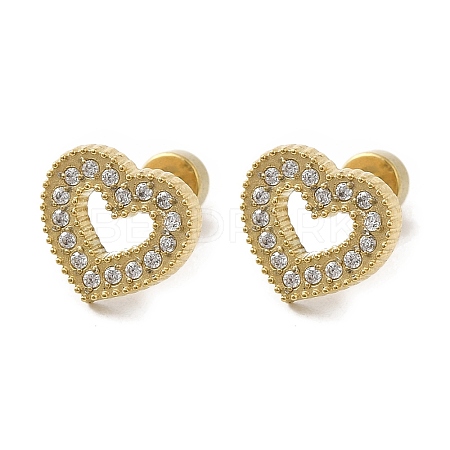 304 Stainless Steel with Rhinestone Stud Earrings for Women EJEW-G364-04G-1