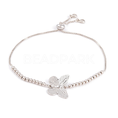 Butterfly Rack Plating Brass Box Chain Slider Bracelets BJEW-S148-02P-1