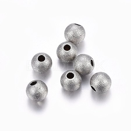 201 Stainless Steel Textured Beads STAS-M274-008P-A-1
