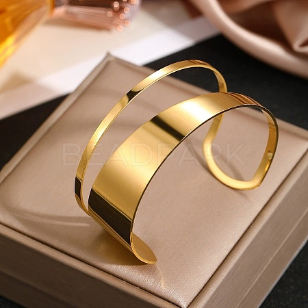 304 Stainless Steel Cuff Bangles BJEW-F521-01G-1