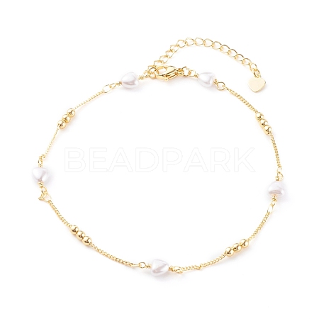 Brass Curb Chain Anklets AJEW-AN00418-1