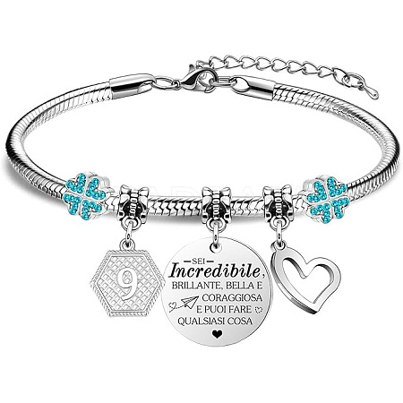 Birthday 201 Stainless Steel Charm Bracelets FS-WGBAA71-13-1