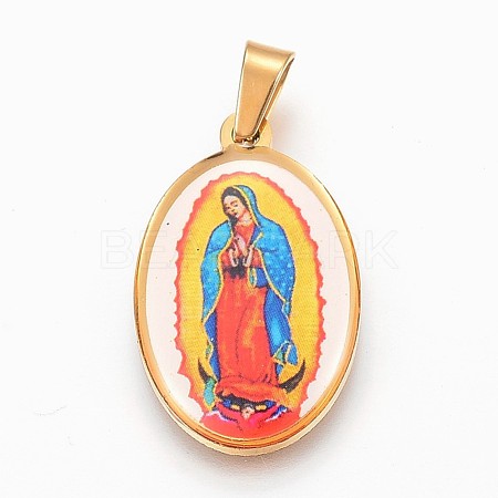 304 Stainless Steel Lady of Guadalupe Pendants STAS-F165-33G-1