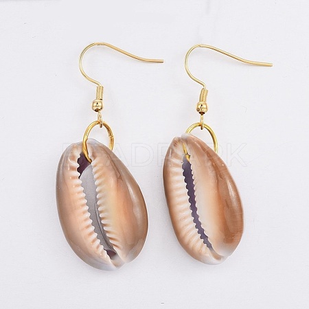 Cowrie Shell Dangle Earrings EJEW-JE03118-1