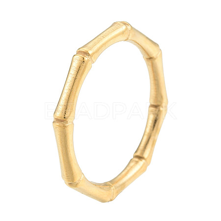 Ion Plating(IP) 201 Stainless Steel Bamboo Sticker Finger Ring for Women RJEW-N038-130LG-1