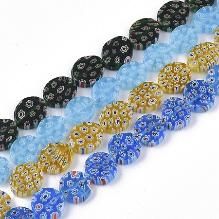 Handmade Millefiori Glass Beads Strands LK-T001-07-1