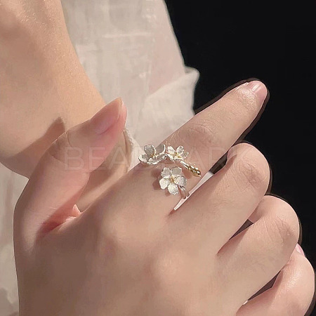 Flower Adjustable Alloy Cuff Open Rings for Women FS-WG7F53A-01-1