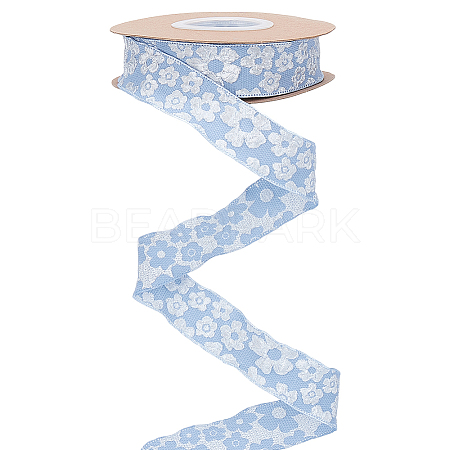 Flower Polyester Ribbons SRIB-WH20020-053A-03-1