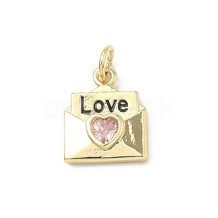 Brass Micro Pave Cubic Zirconia Charms KK-H255-28G-1