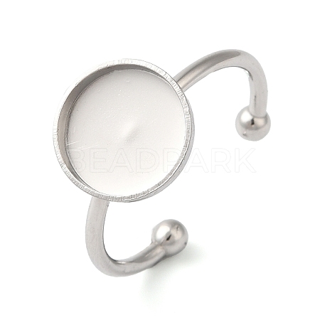 Non-Tarnish 304 Stainless Steel Open Cuff Ring Components X-STAS-I306-05C-P-1