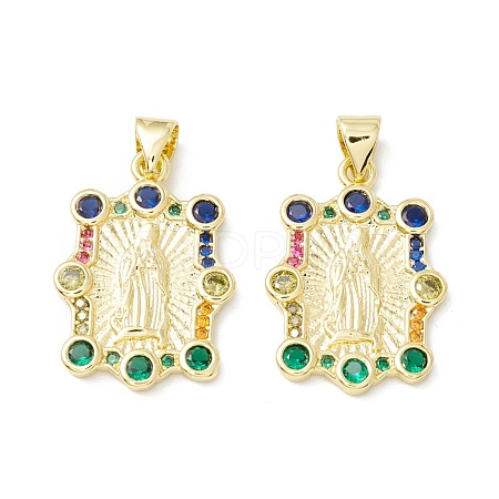 Rack Plating Brass Micro Pave Cubic Zirconia Pendants KK-E278-07G-1